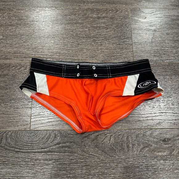 N2N Bodywear Swim Brief – Size Small – Orange/Black - Picture 1 of 9